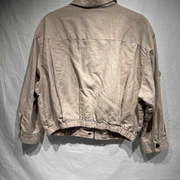 Anthropologie Hei Hei Ronan Cropped Camo Utility Jacket Small Tan Linen Cotton - Picture 5 of 7